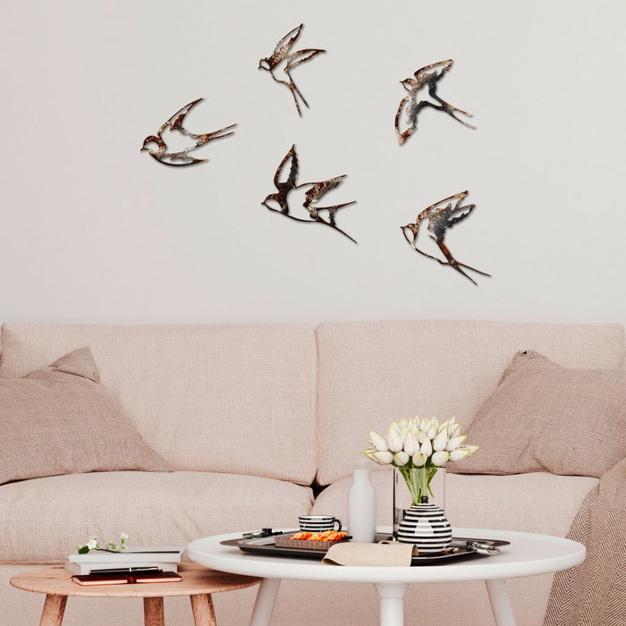 Wallity Birds-2 Escultura de Pared de Metal Multicolor